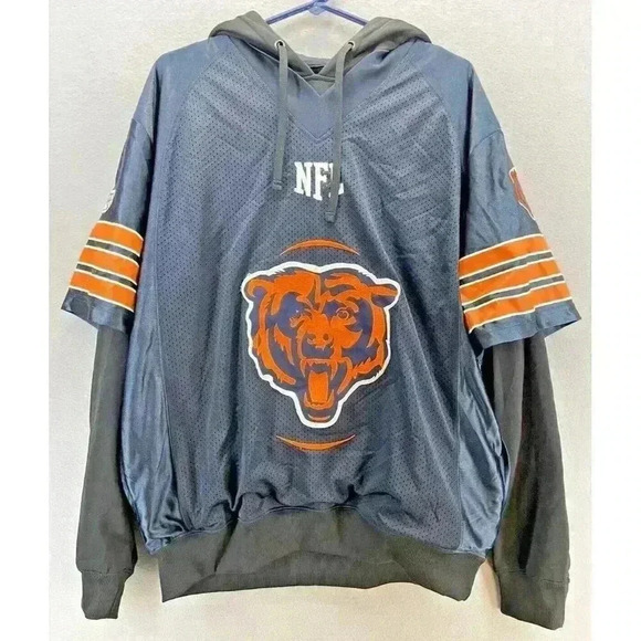 Chicago Bears NFL Jersey Hoodie (Double-Layer) Sweatshirt Adult Men Large - Picture 1 of 12